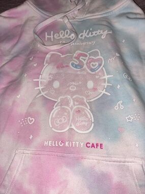 Sanrio Hello Kitty Tie-Dye Hoodie - Pink & Blue 50th Anniversary Sz Xs